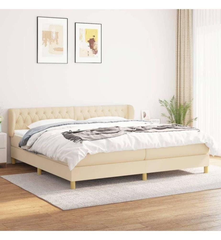 Boxspringbett mit Matratze Creme 200x200 cm Stoff