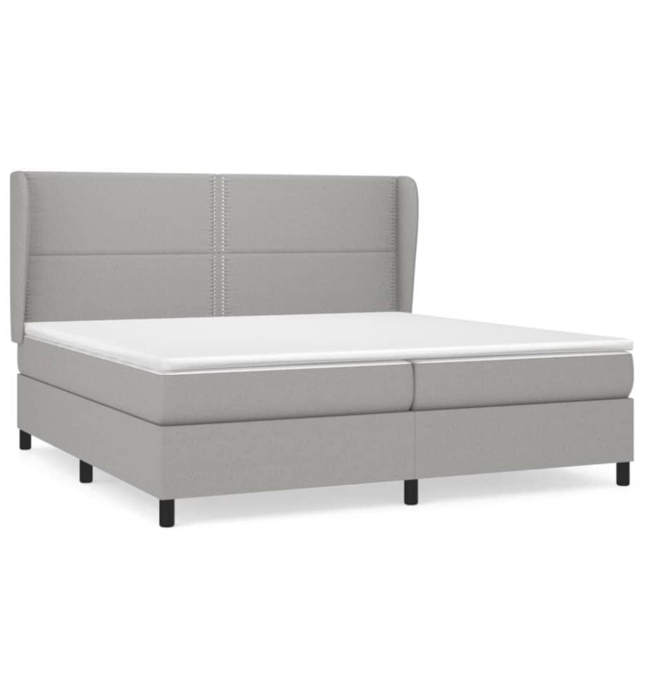 Boxspringbett mit Matratze Hellgrau 200x200 cm Stoff