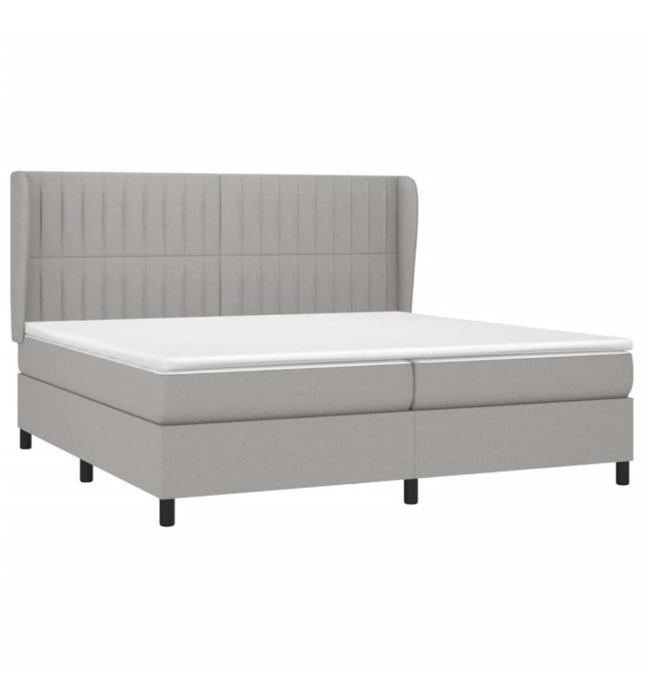 Boxspringbett mit Matratze Hellgrau 200x200 cm Stoff