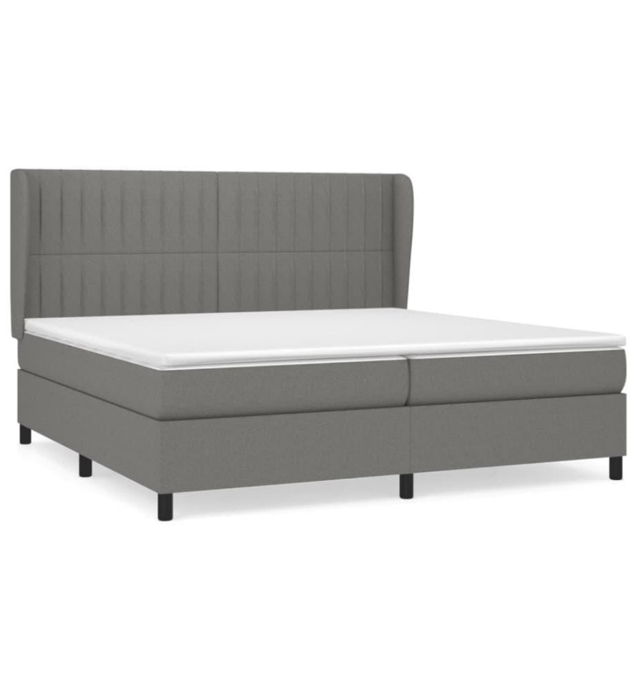 Boxspringbett mit Matratze Dunkelgrau 200x200 cm Stoff