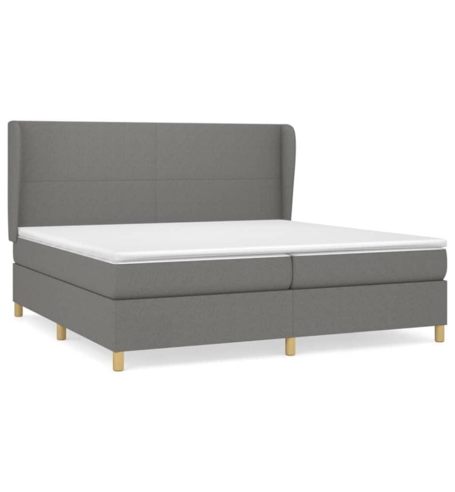 Boxspringbett mit Matratze Dunkelgrau 200x200 cm Stoff