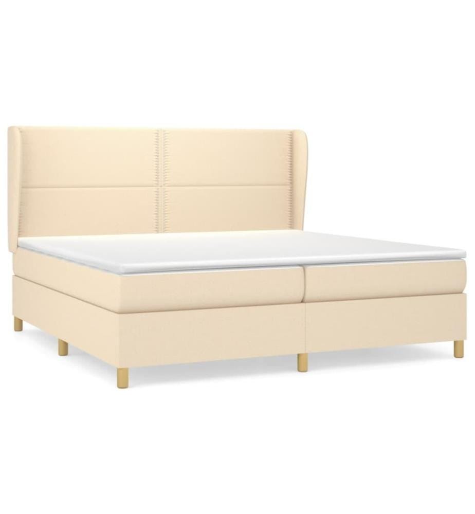 Boxspringbett mit Matratze Creme 200x200 cm Stoff