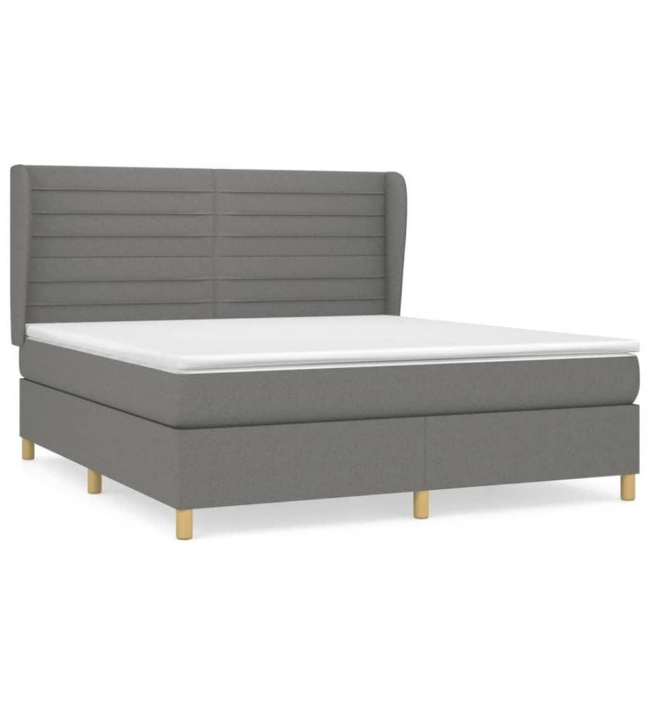 Boxspringbett mit Matratze Dunkelgrau 160x200 cm Stoff