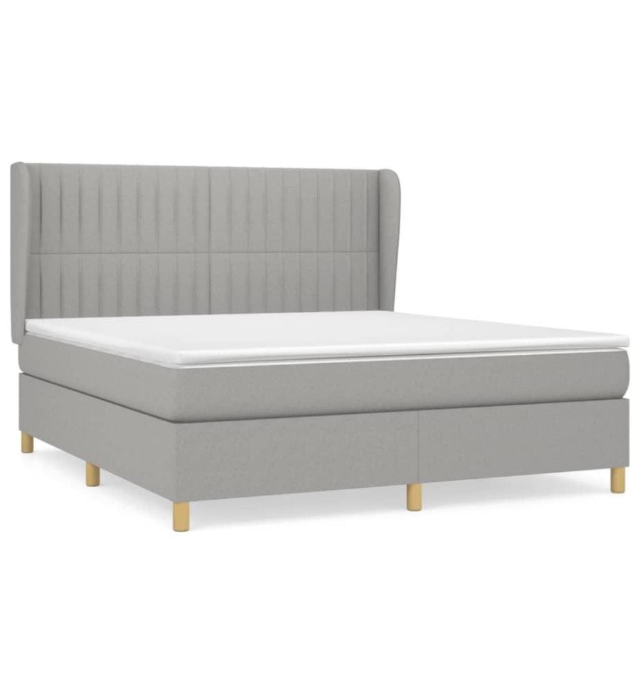 Boxspringbett mit Matratze Hellgrau 160x200 cm Stoff