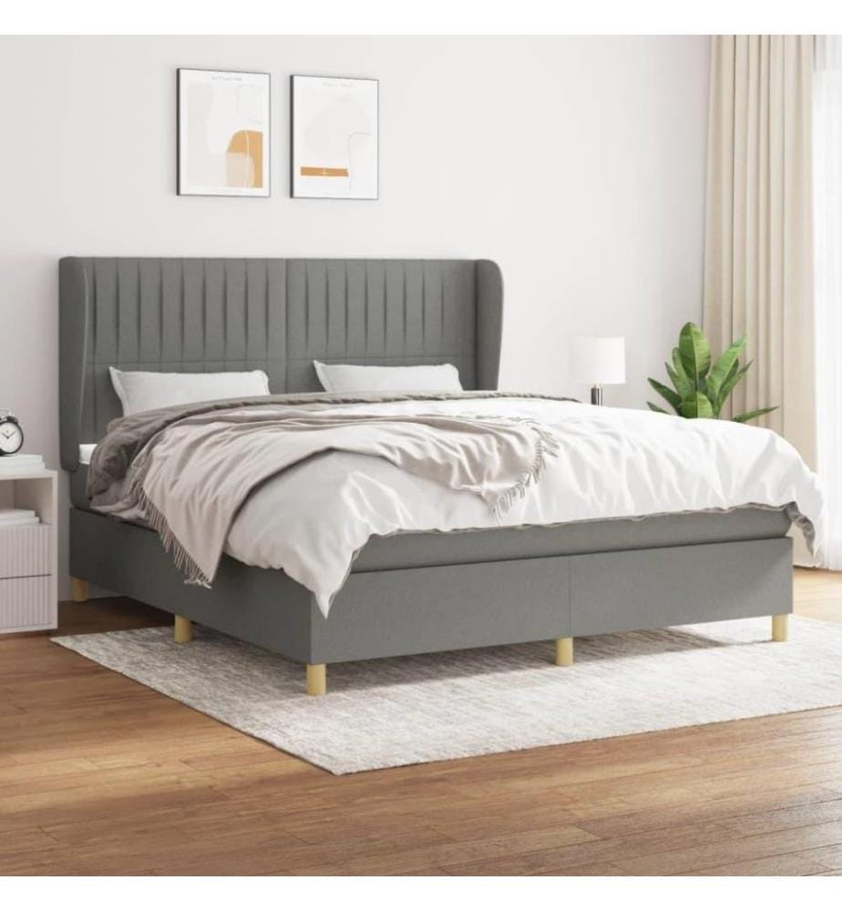 Boxspringbett mit Matratze Dunkelgrau 160x200 cm Stoff