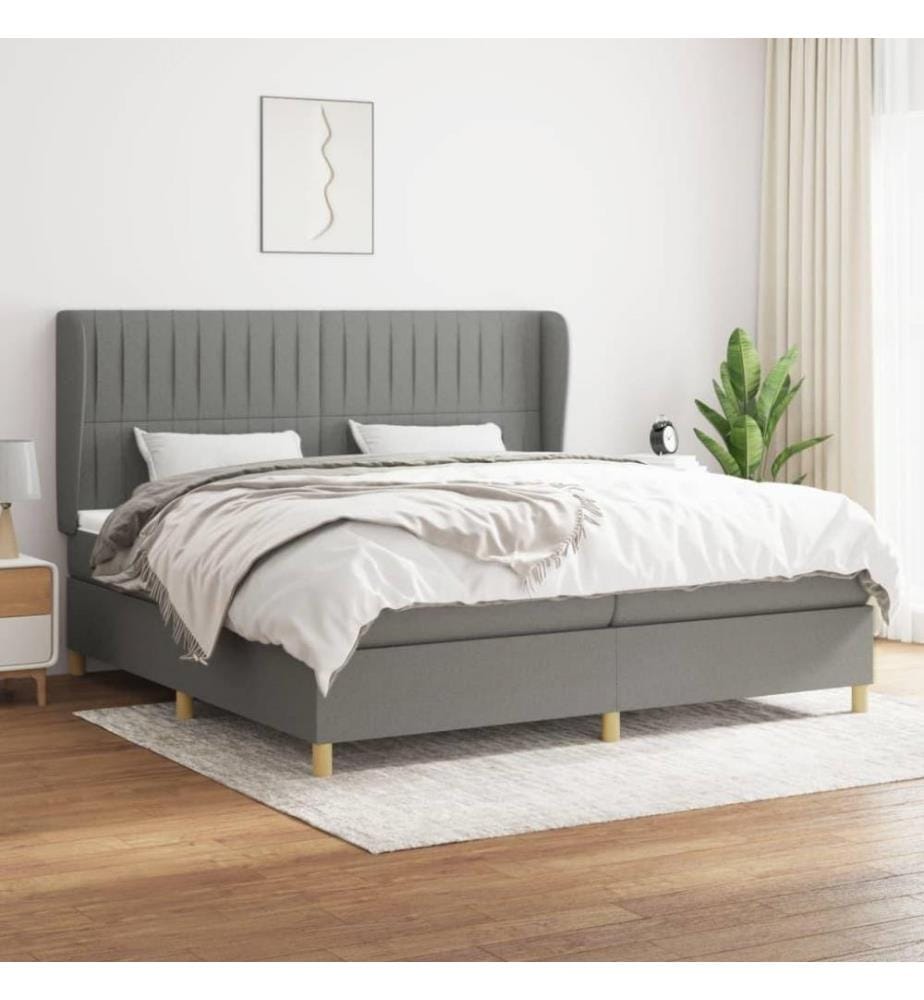 Boxspringbett mit Matratze Dunkelgrau 200x200 cm Stoff