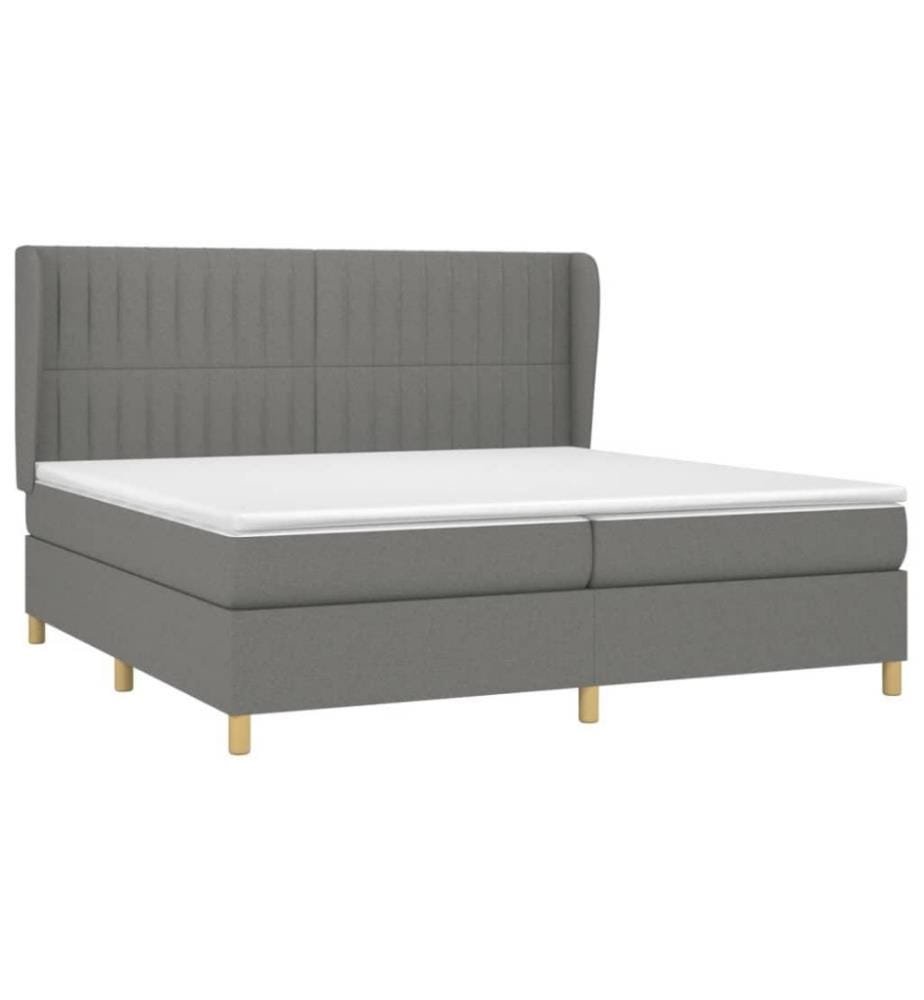 Boxspringbett mit Matratze Dunkelgrau 200x200 cm Stoff
