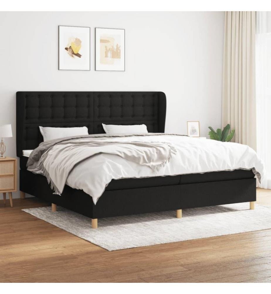 Boxspringbett mit Matratze Schwarz 200x200 cm Stoff