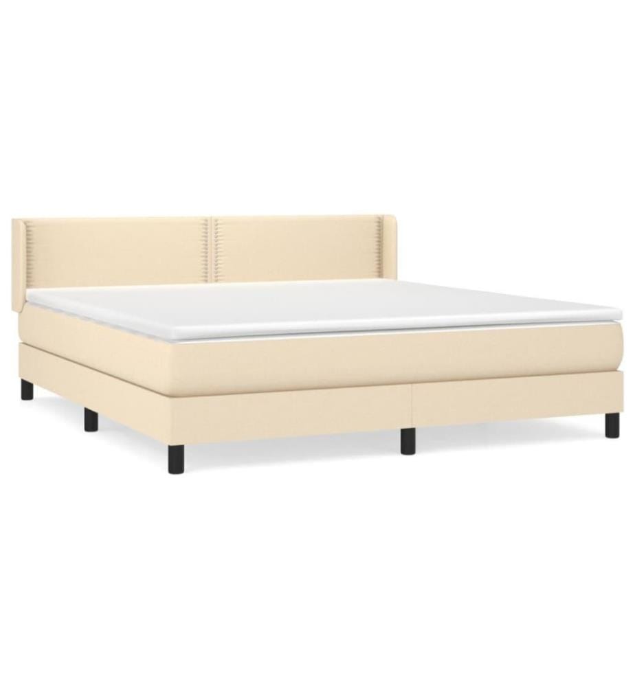 Boxspringbett mit Matratze Creme 180x200 cm Stoff