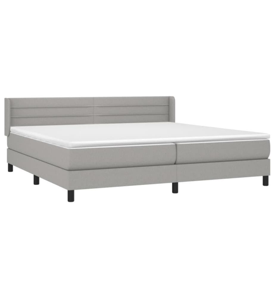 Boxspringbett mit Matratze Hellgrau 200x200 cm Stoff
