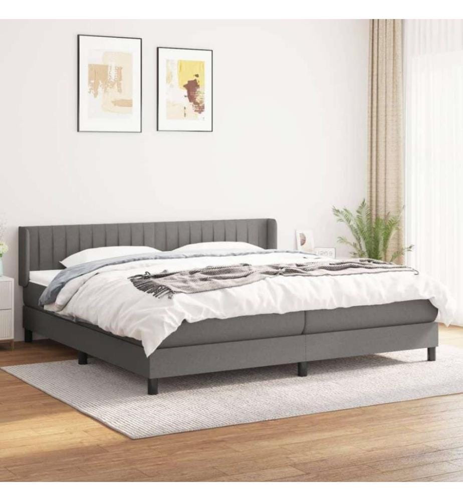 Boxspringbett mit Matratze Dunkelgrau 200x200 cm Stoff
