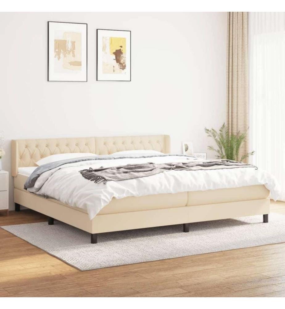 Boxspringbett mit Matratze Creme 200x200 cm Stoff