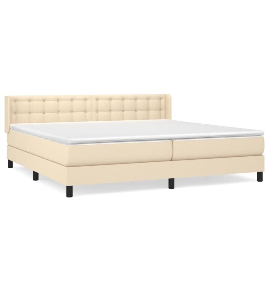 Boxspringbett mit Matratze Creme 200x200 cm Stoff