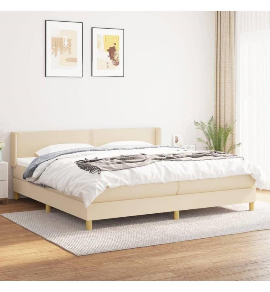 Boxspringbett mit Matratze Creme 200x200 cm Stoff
