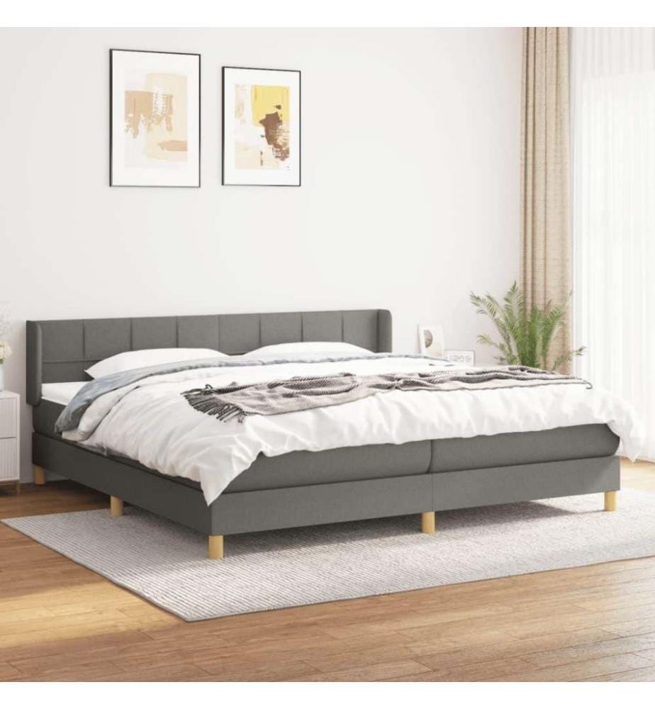 Boxspringbett mit Matratze Dunkelgrau 200x200 cm Stoff