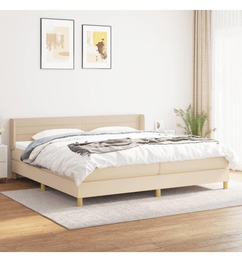 Boxspringbett mit Matratze Creme 200x200 cm Stoff