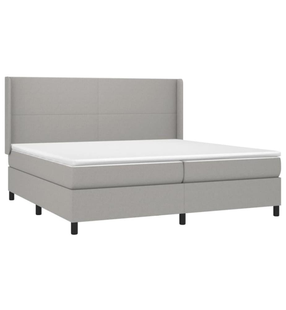 Boxspringbett mit Matratze Hellgrau 200x200 cm Stoff
