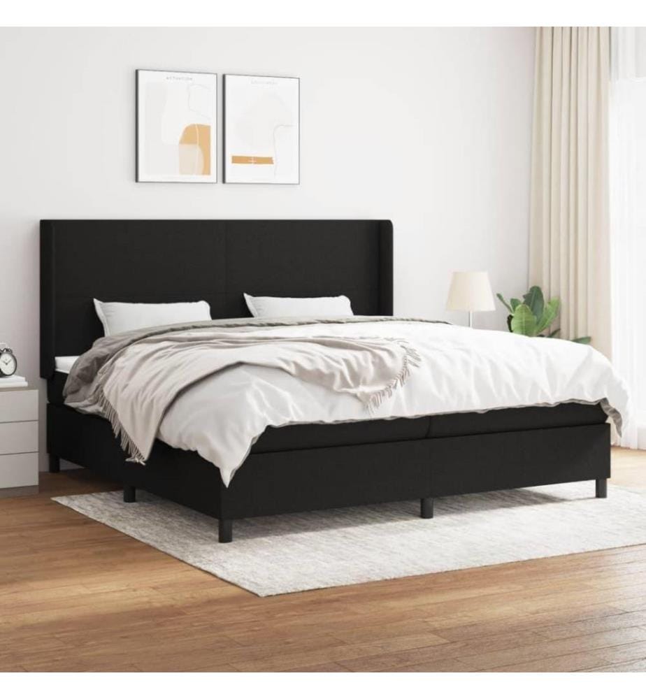 Boxspringbett mit Matratze Schwarz 200x200 cm Stoff