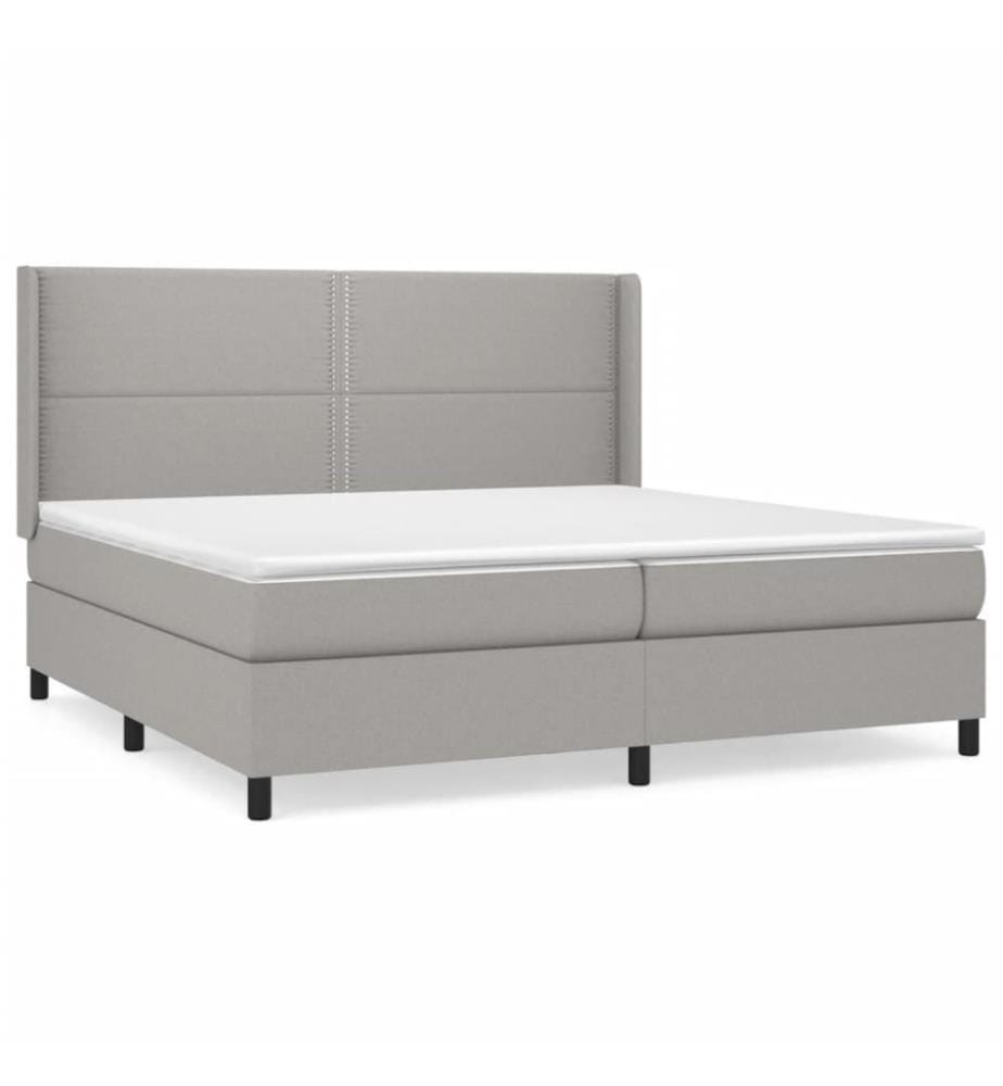 Boxspringbett mit Matratze Hellgrau 200x200 cm Stoff