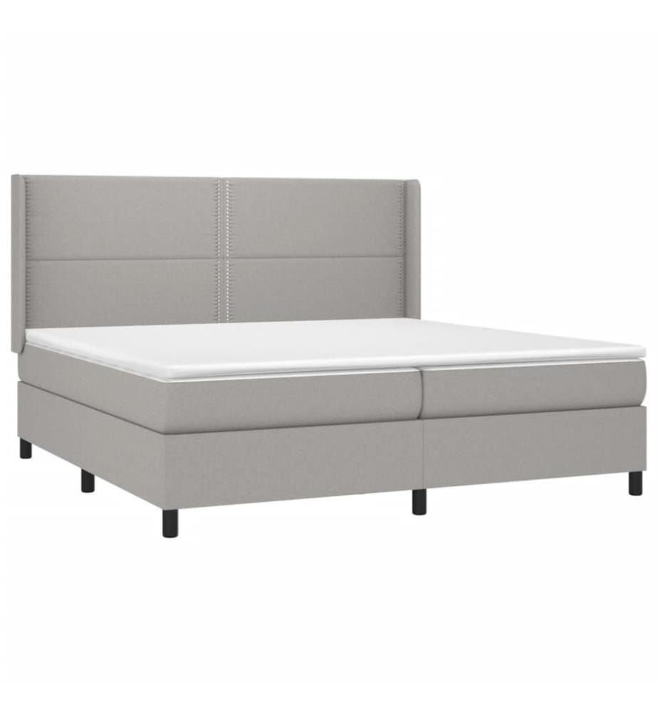 Boxspringbett mit Matratze Hellgrau 200x200 cm Stoff