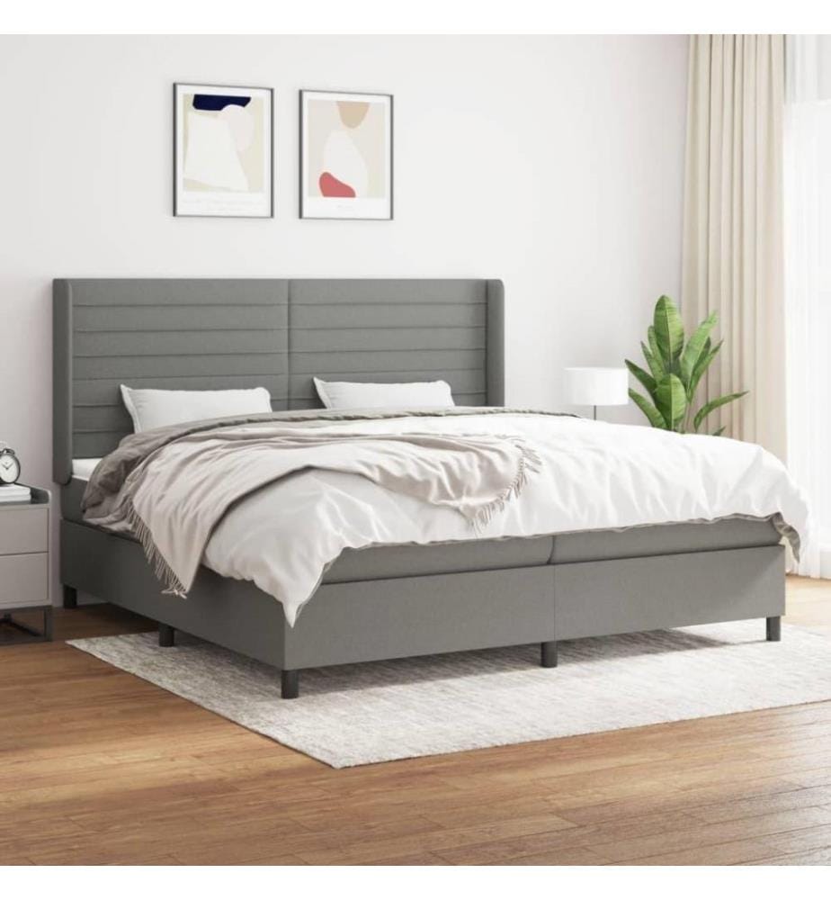 Boxspringbett mit Matratze Dunkelgrau 200x200 cm Stoff