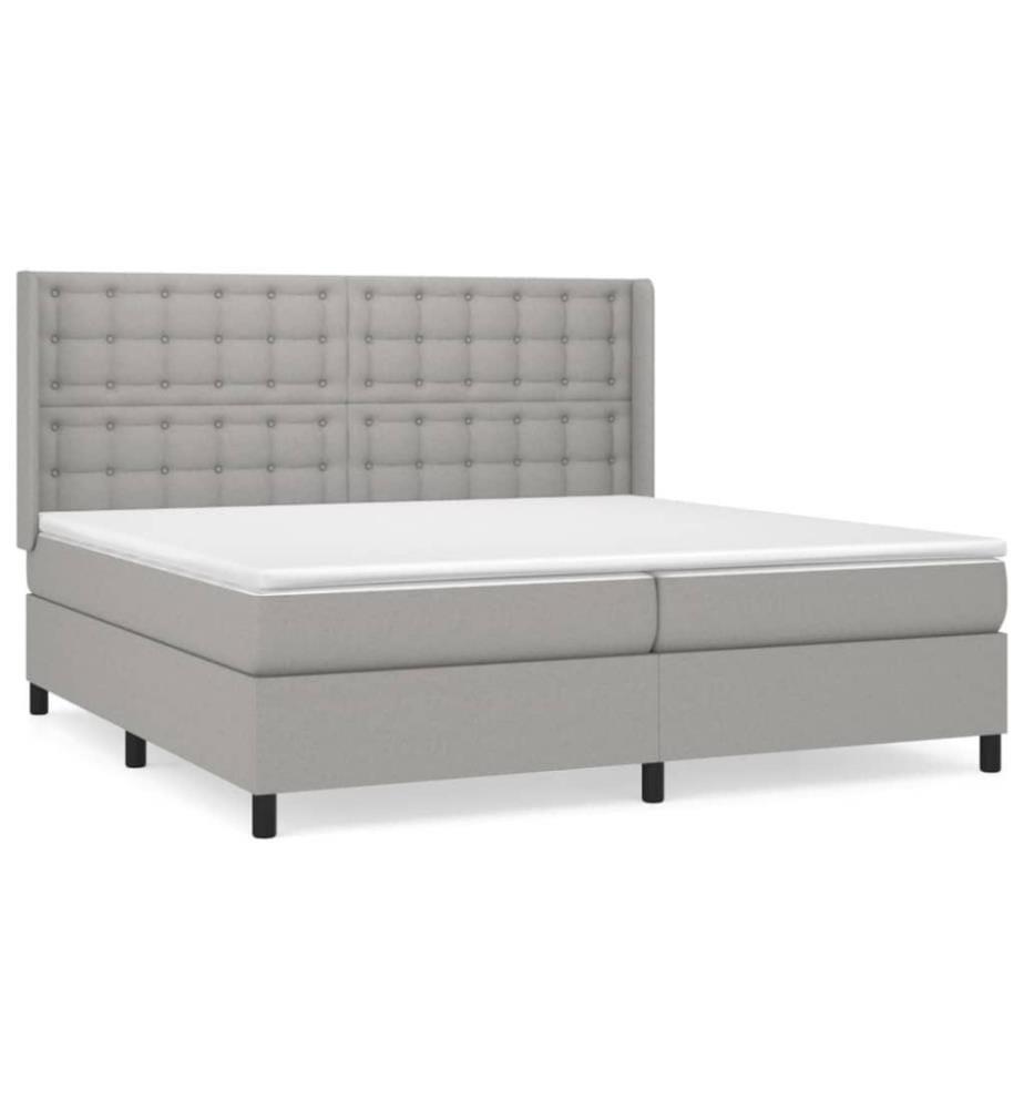 Boxspringbett mit Matratze Hellgrau 200x200 cm Stoff