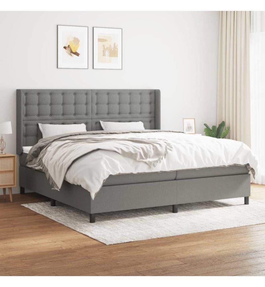 Boxspringbett mit Matratze Dunkelgrau 200x200 cm Stoff