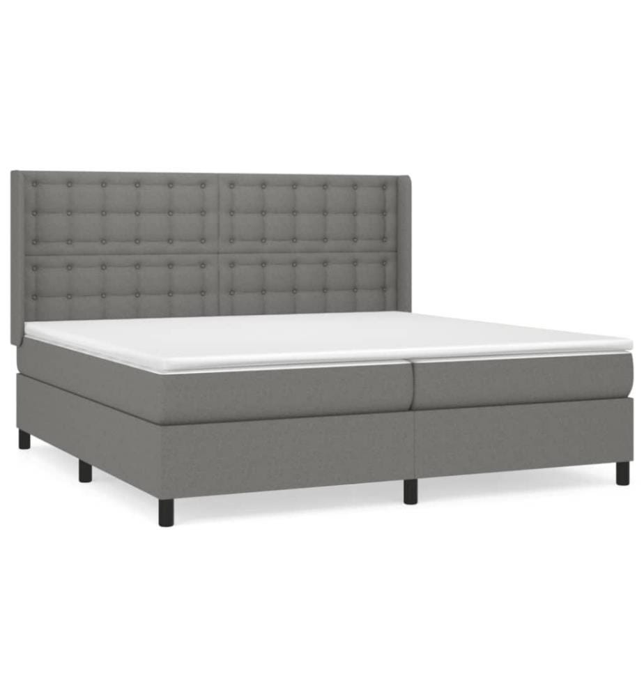 Boxspringbett mit Matratze Dunkelgrau 200x200 cm Stoff