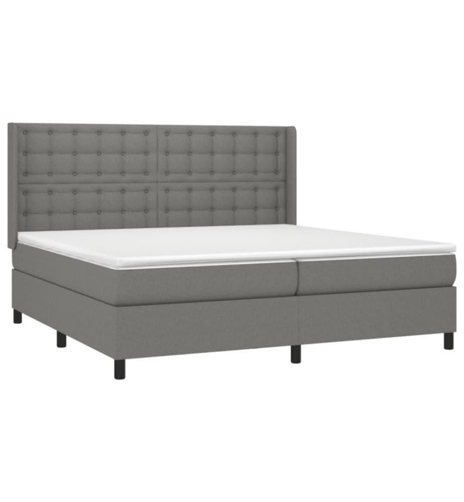 Boxspringbett mit Matratze Dunkelgrau 200x200 cm Stoff
