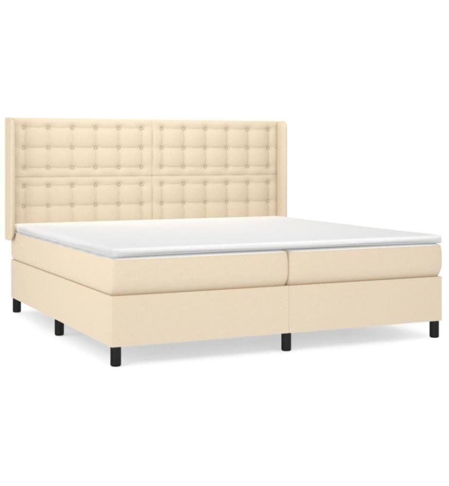 Boxspringbett mit Matratze Creme 200x200 cm Stoff