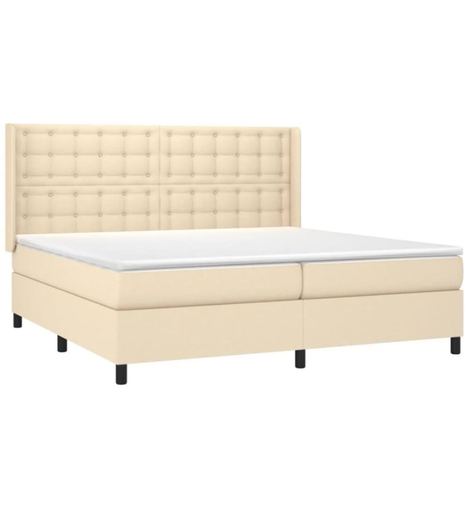 Boxspringbett mit Matratze Creme 200x200 cm Stoff