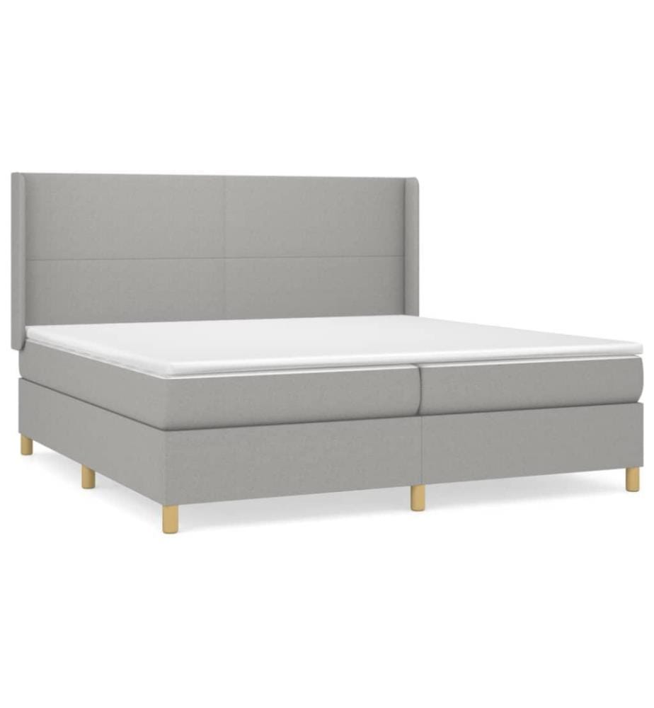 Boxspringbett mit Matratze Hellgrau 200x200 cm Stoff