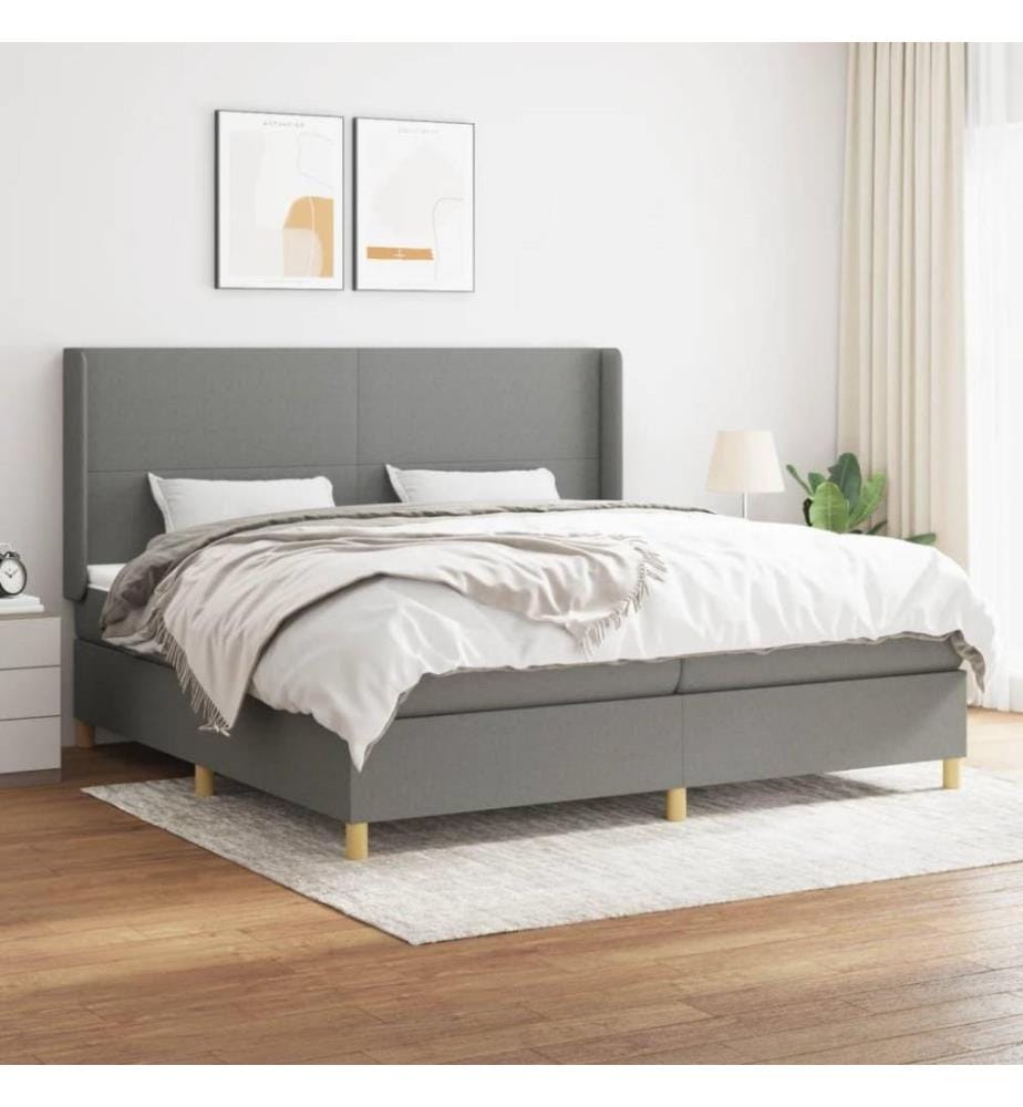 Boxspringbett mit Matratze Dunkelgrau 200x200 cm Stoff
