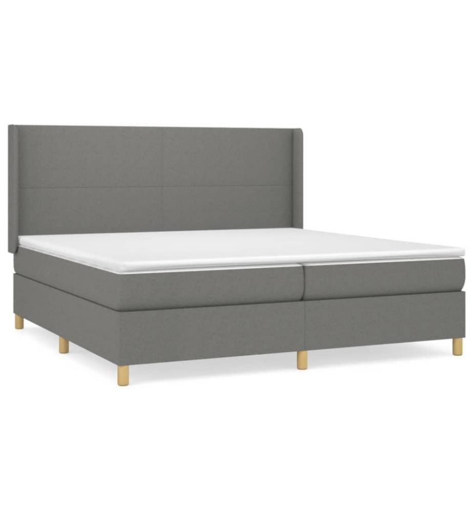 Boxspringbett mit Matratze Dunkelgrau 200x200 cm Stoff
