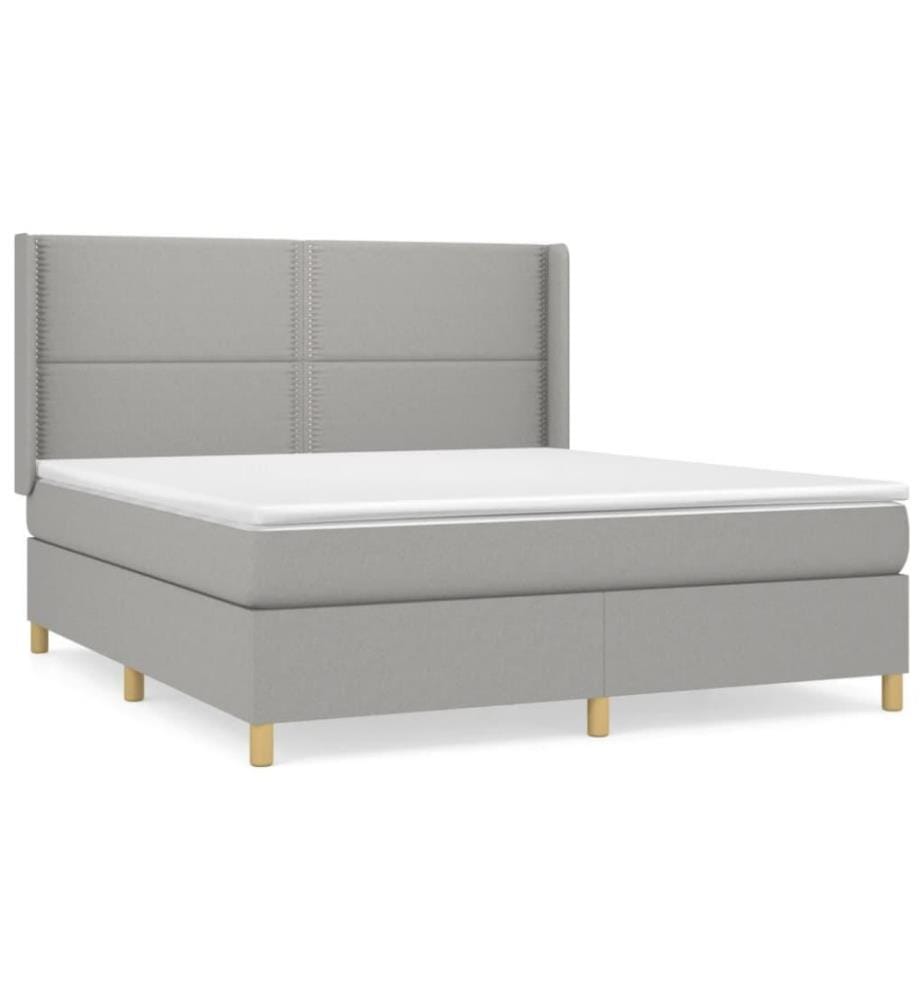 Boxspringbett mit Matratze Hellgrau 160x200 cm Stoff
