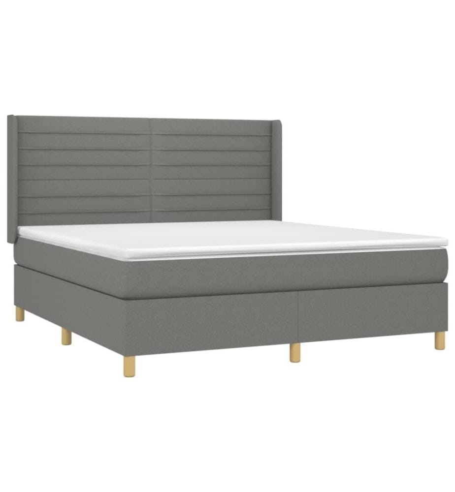 Boxspringbett mit Matratze Dunkelgrau 160x200 cm Stoff
