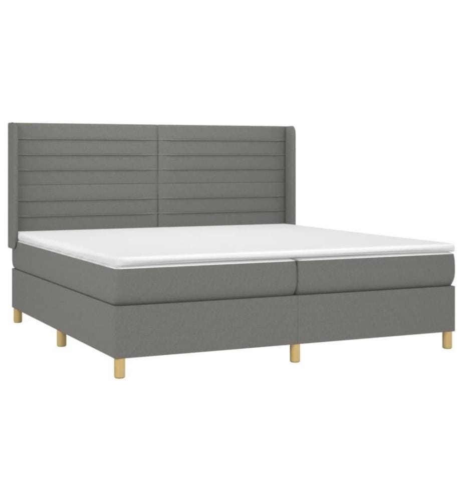 Boxspringbett mit Matratze Dunkelgrau 200x200 cm Stoff