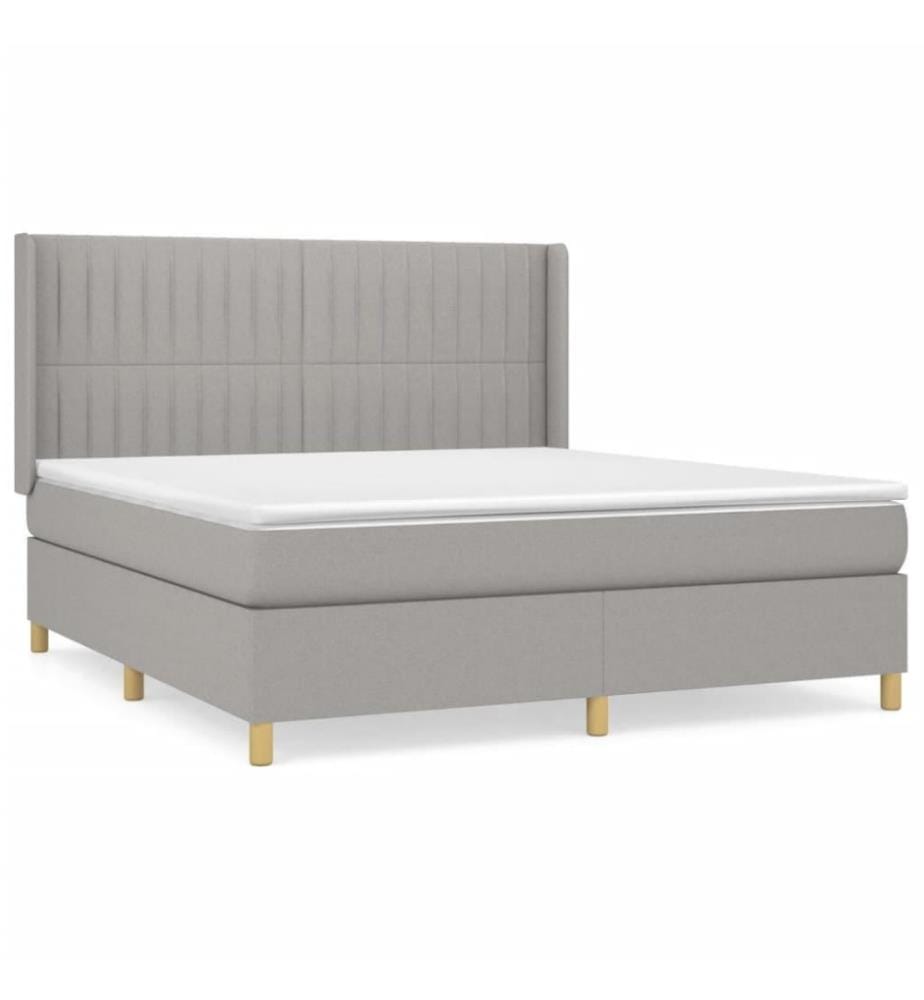 Boxspringbett mit Matratze Hellgrau 160x200 cm Stoff