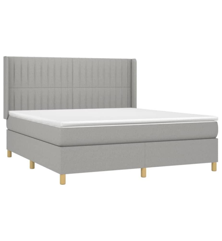Boxspringbett mit Matratze Hellgrau 160x200 cm Stoff
