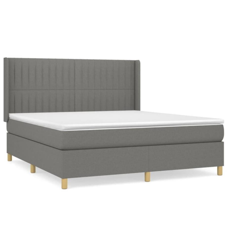 Boxspringbett mit Matratze Dunkelgrau 160x200 cm Stoff