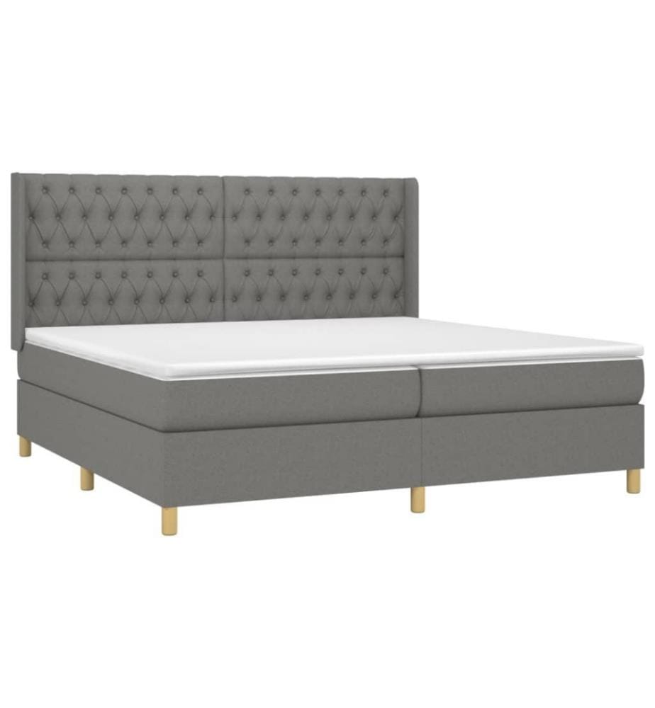Boxspringbett mit Matratze Dunkelgrau 200x200 cm Stoff