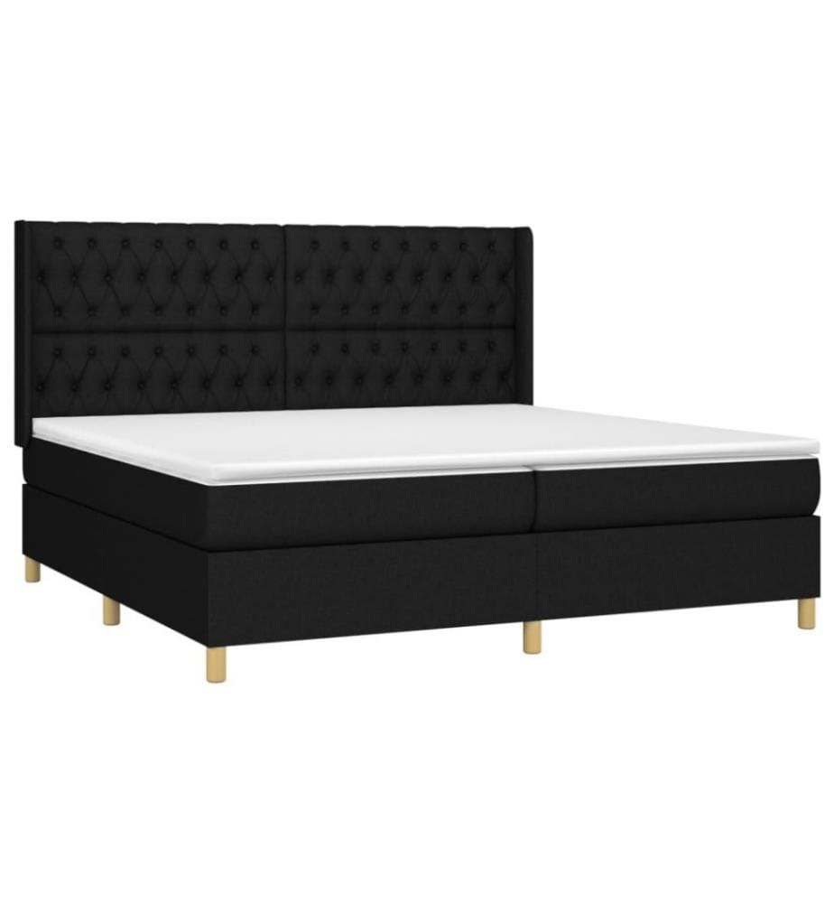Boxspringbett mit Matratze Schwarz 200x200 cm Stoff
