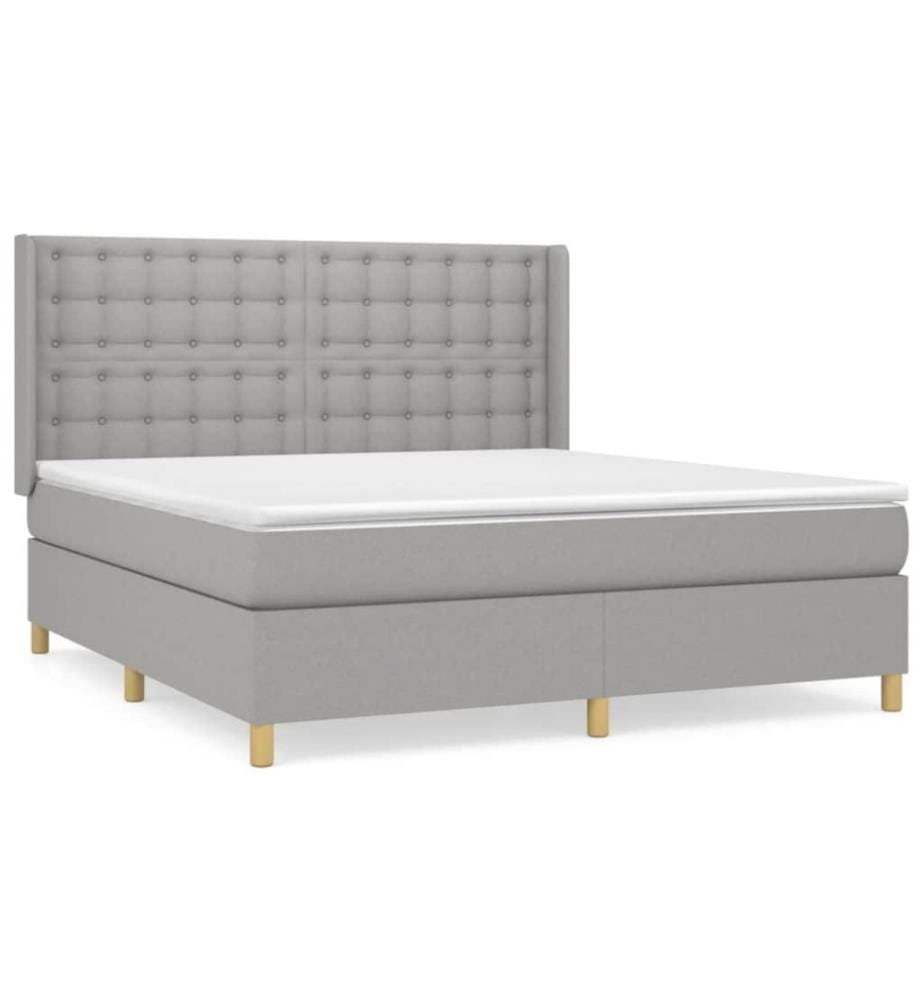 Boxspringbett mit Matratze Hellgrau 160x200 cm Stoff
