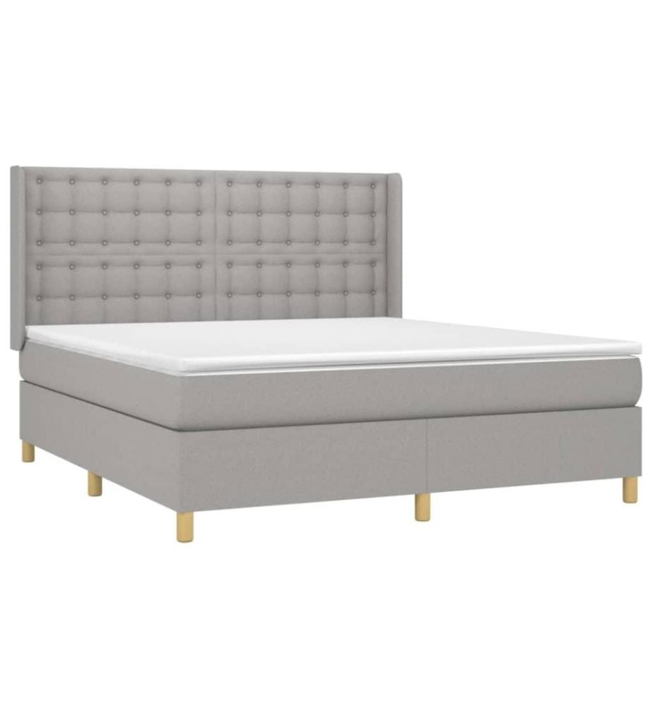Boxspringbett mit Matratze Hellgrau 160x200 cm Stoff