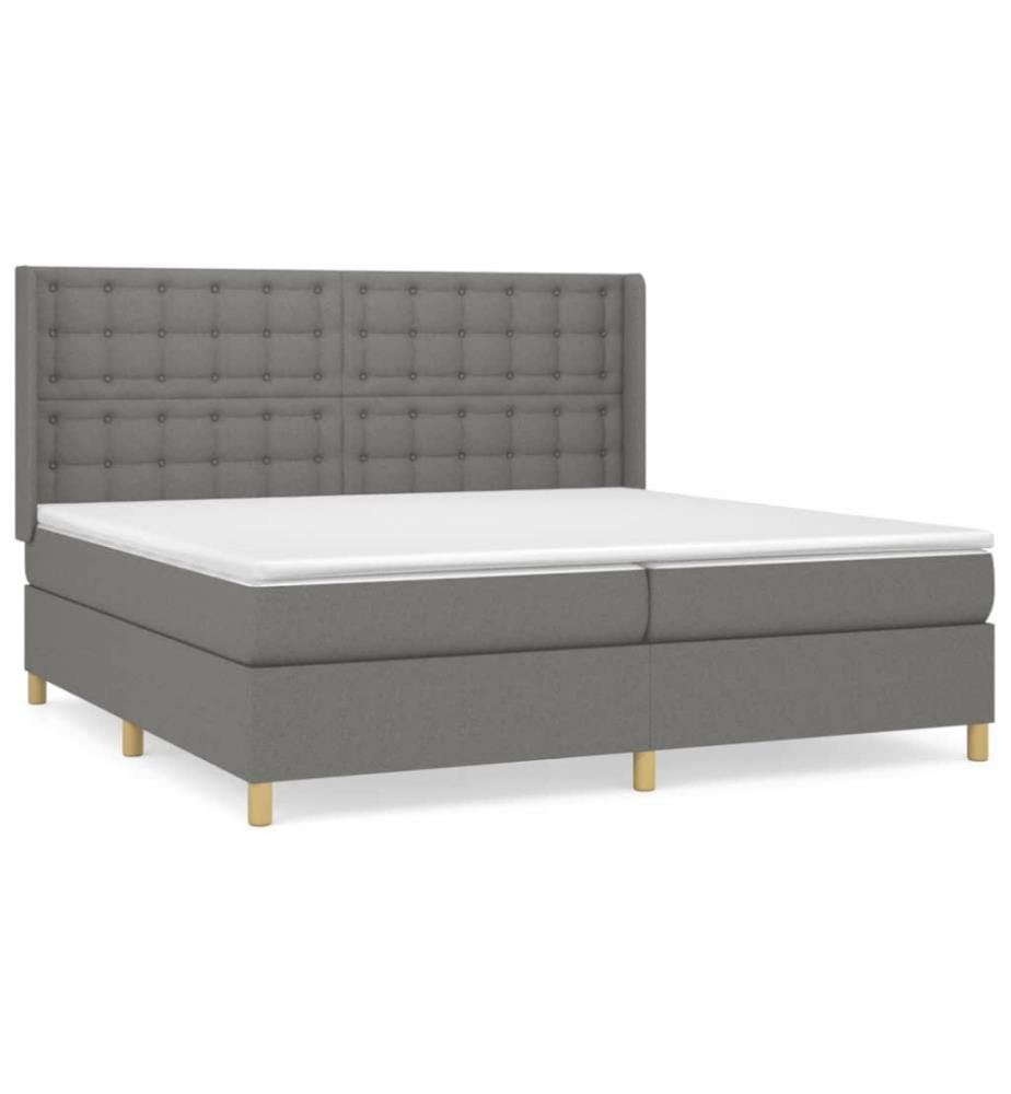 Boxspringbett mit Matratze Dunkelgrau 200x200 cm Stoff