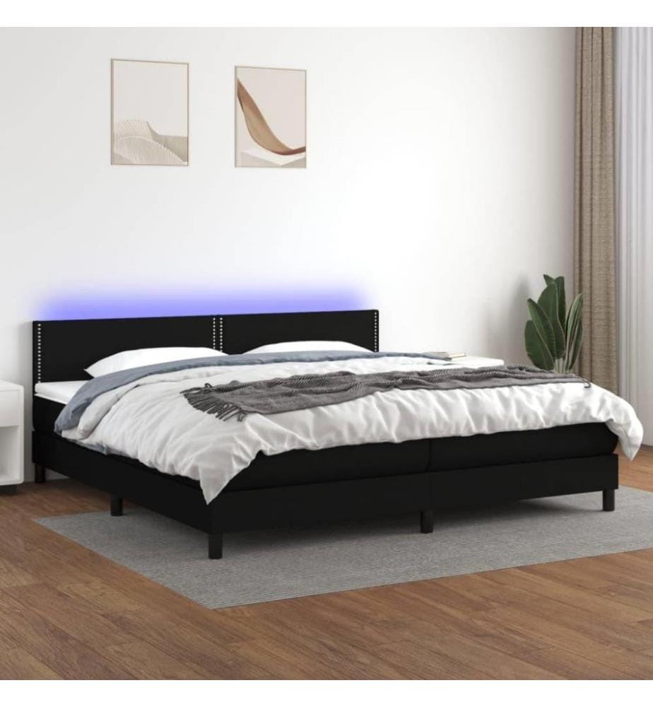 Boxspringbett mit Matratze & LED Schwarz 200x200 cm Stoff