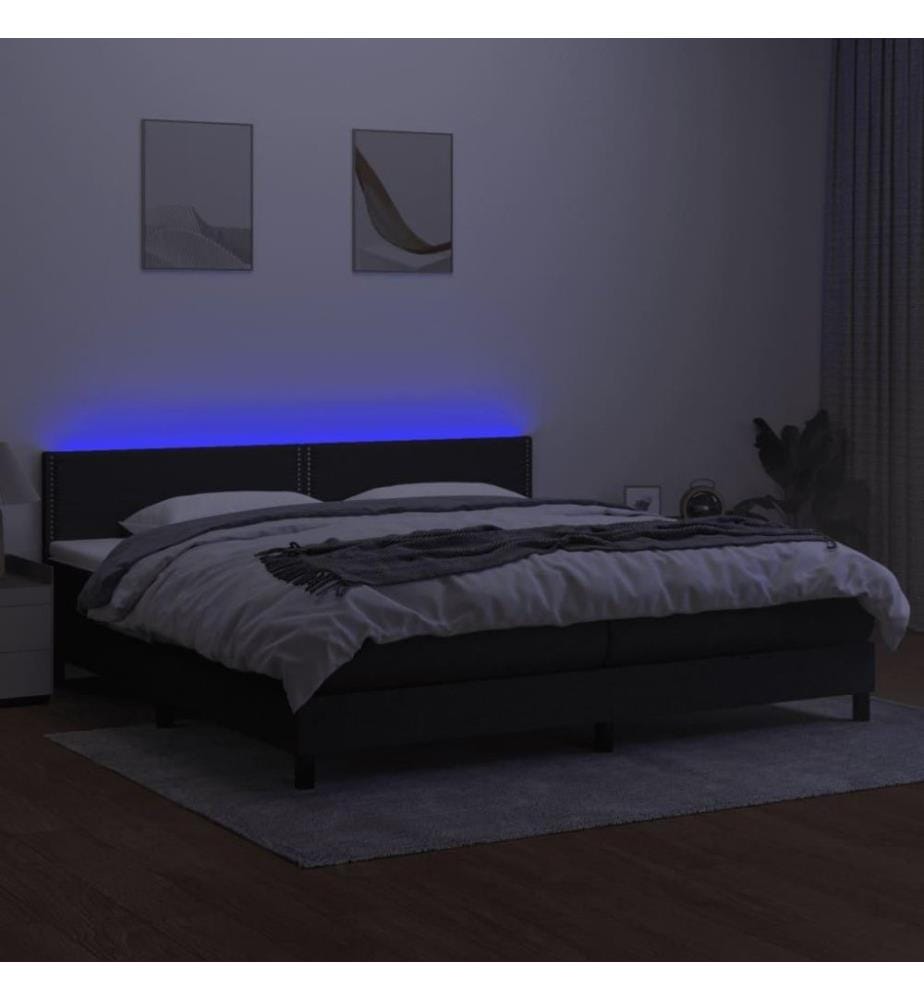 Boxspringbett mit Matratze & LED Schwarz 200x200 cm Stoff