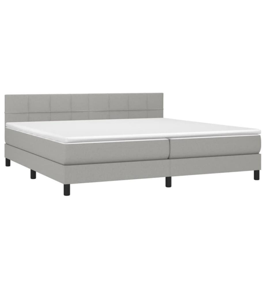 Boxspringbett mit Matratze & LED Hellgrau 200x200 cm Stoff
