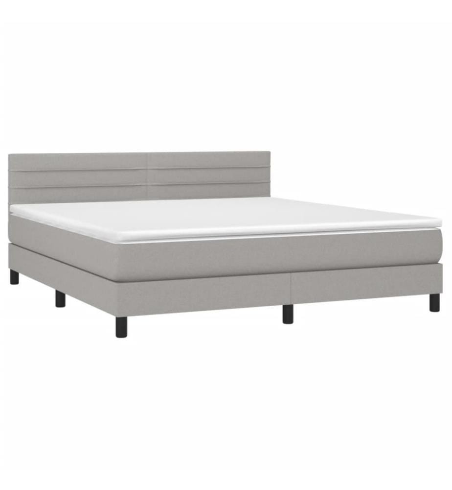 Boxspringbett mit Matratze & LED Hellgrau 180x200 cm Stoff