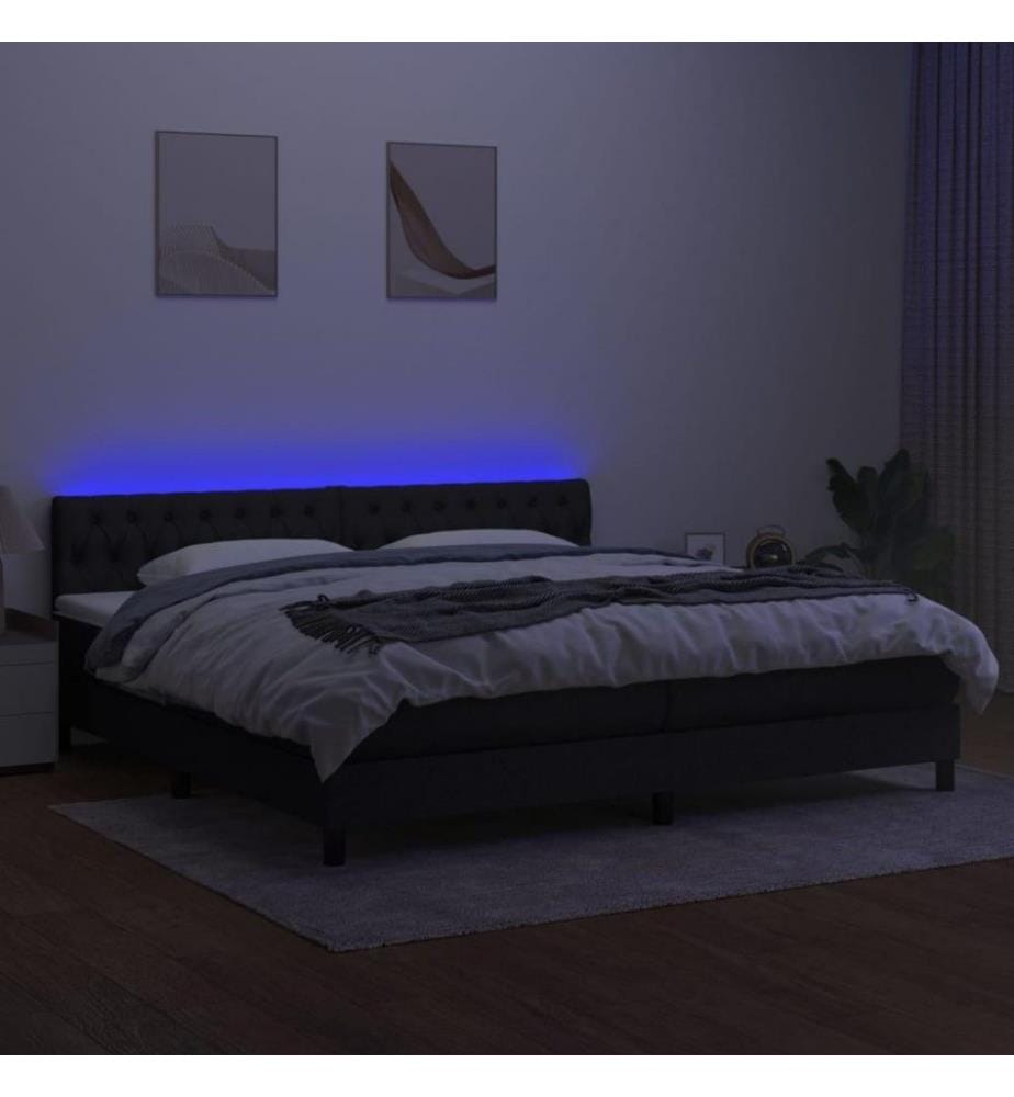 Boxspringbett mit Matratze & LED Schwarz 200x200 cm Stoff